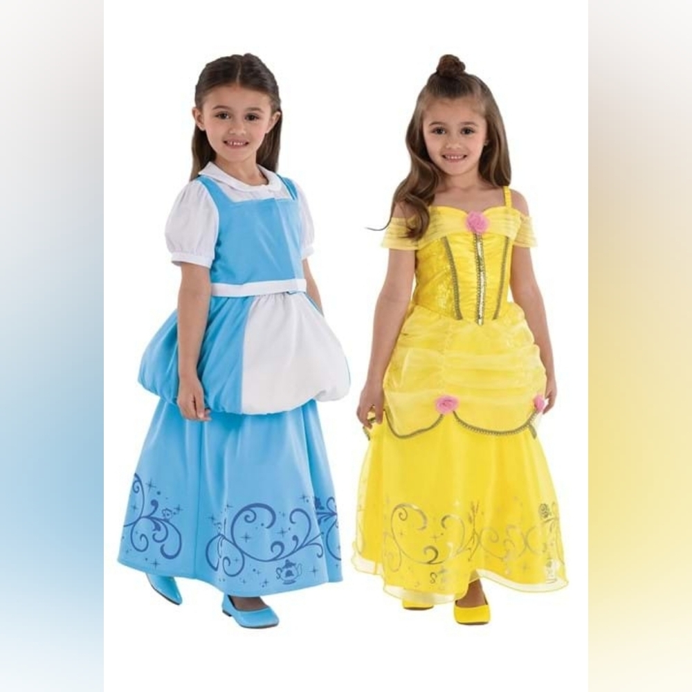 NIB Disney Girl's Reversible 2-in-1 Belle Costume Dress 3T-4T Cosplay Princess